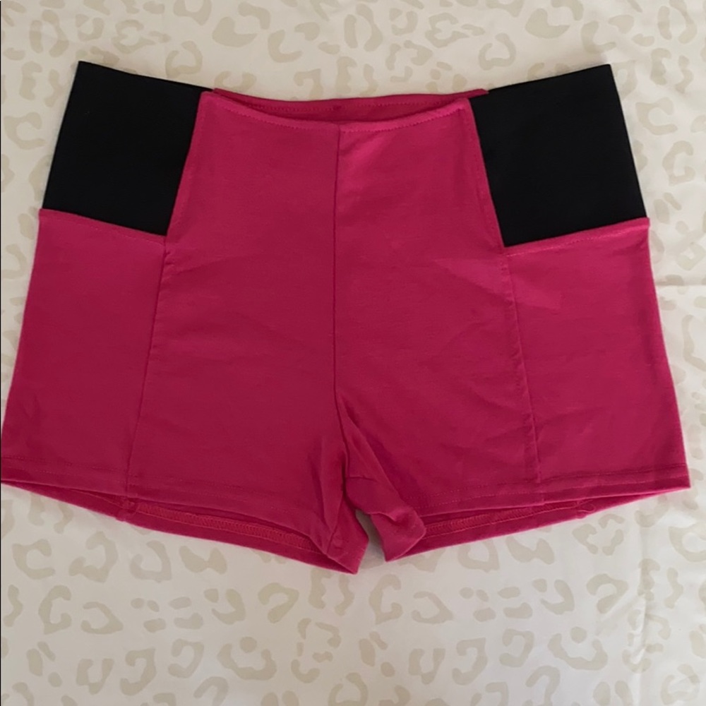 NWOT High Waisted Pink and Black Shorts Size Large